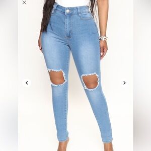Women's Blue Distressed Jeans